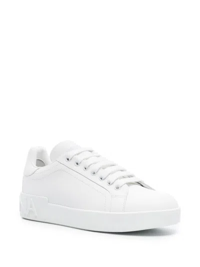 Dolce & Gabbana White Calfskin Portofino Sneakers