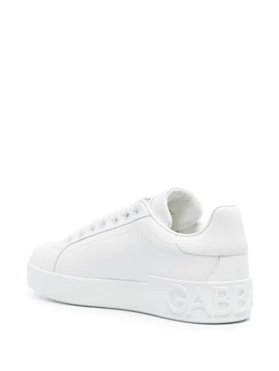 Dolce & Gabbana White Calfskin Portofino Sneakers