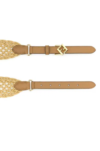 Fendi Women Straw Belt In Brown