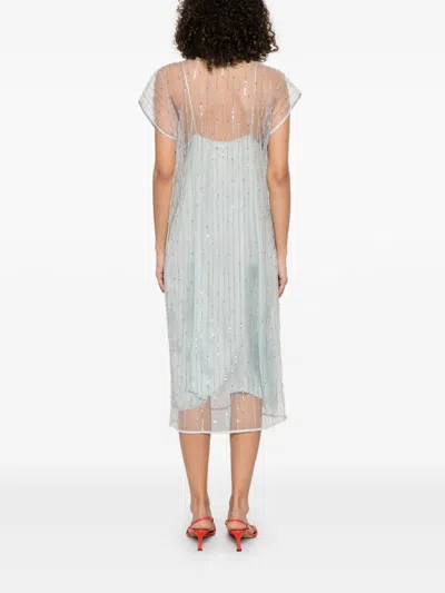 Forte Forte Embroidered Tulle Long Dress In Blue