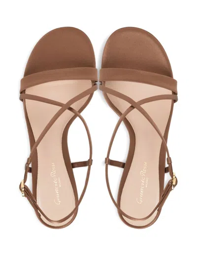 Gianvito Rossi Larisse Strappy Leather Sandals With Gold-tone Detail In Brown