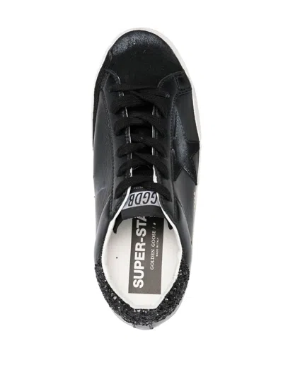Golden Goose Super-star Black Low Trainer With Rhinestones