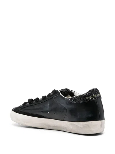 Golden Goose Super-star Black Low Trainer With Rhinestones