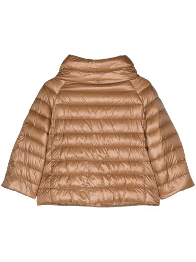 Herno Women Sofia Nylon Cape In Brown