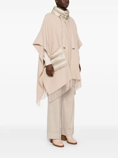 Herno Women Wool And Nylon Cape In Brown
