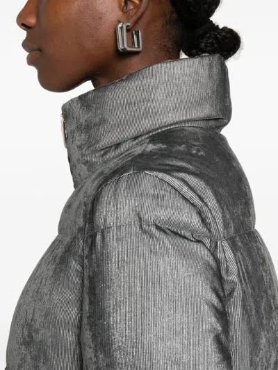 Herno Women Velvet Short Down Jacket In Black