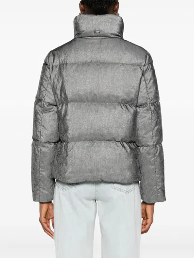 Herno Women Velvet Short Down Jacket In Black