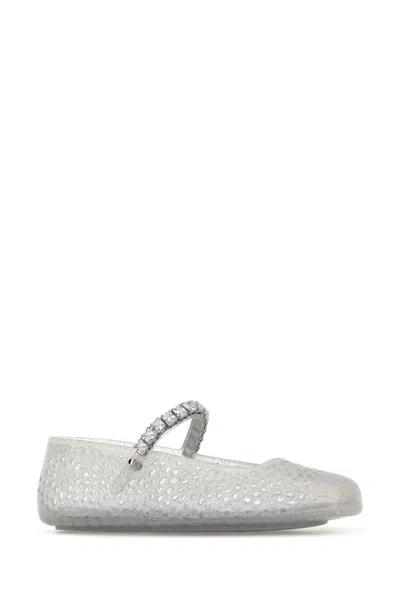 Jimmy Choo The Jelly Transparent Ballet Flats With Crystals Women In White