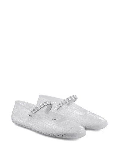 Jimmy Choo The Jelly Transparent Ballet Flats With Crystals Women