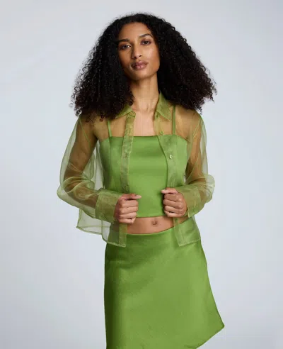 Kenneth Cole Sheer Organza Button-up Shirt