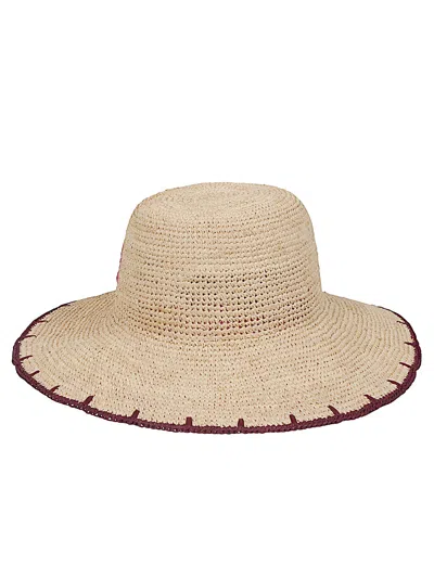 Paul Smith Paisley Straw Hat With Contrasting Decorations In Brown