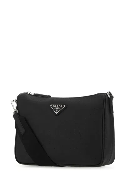 Prada Men Black Leather Crossbody Bag