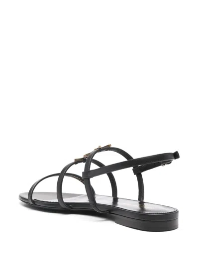 Saint Laurent Cassandra Calfskin Ysl Slingback Sandals