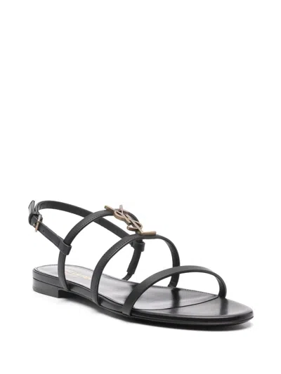 Saint Laurent Cassandra Calfskin Ysl Slingback Sandals