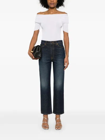Khaite Kerrie Mid Rise Straight Jeans In Blue