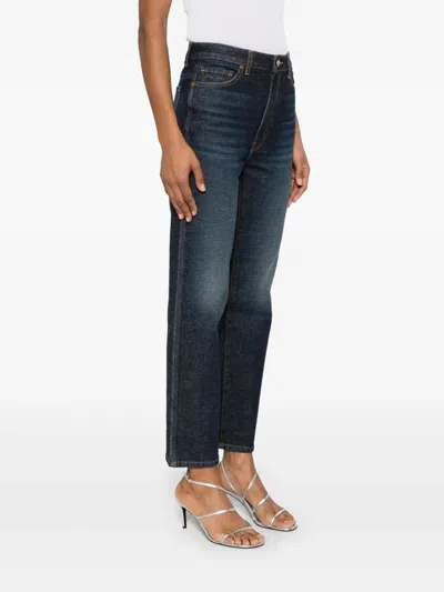 Khaite Kerrie Mid Rise Straight Jeans In Blue