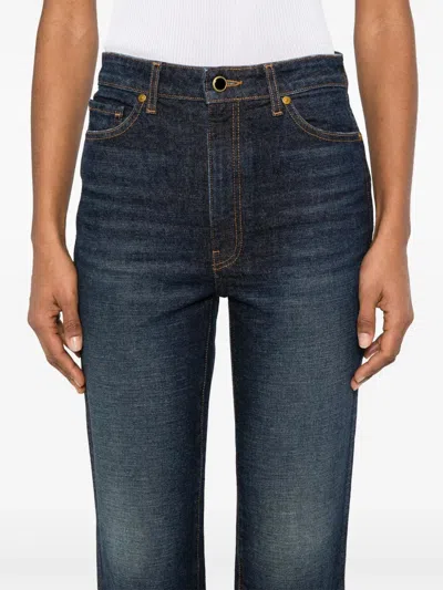 Khaite Kerrie Mid Rise Straight Jeans In Blue
