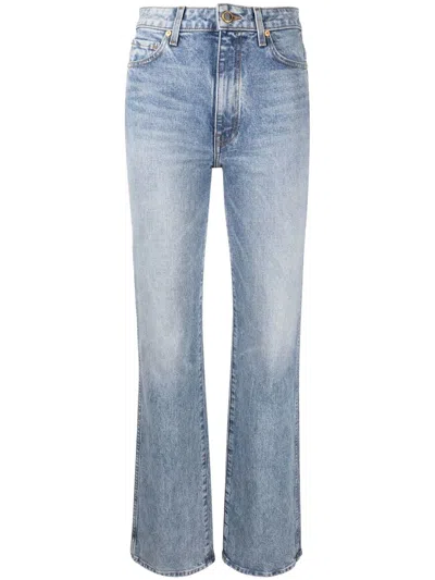 Khaite Martin Distressed Rigid High-rise Straight-leg Jeans In Blue