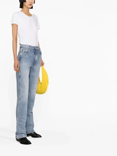 Khaite Martin Distressed Rigid High-rise Straight-leg Jeans In Blue