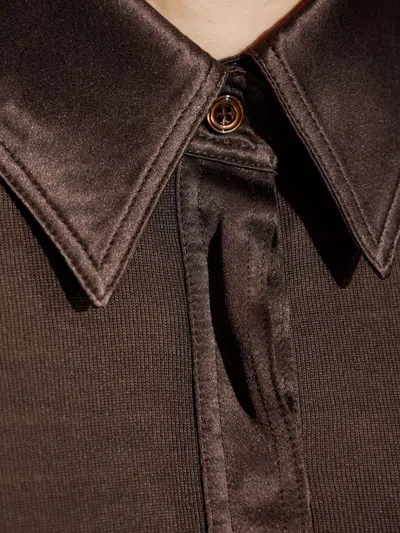 Tom Ford Women Silk Polo Shirt In Brown
