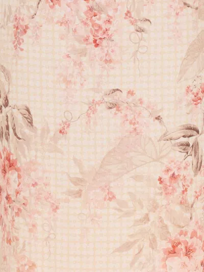 Zimmermann Women Pink Linen Illuminate Midi Pencil Skirt