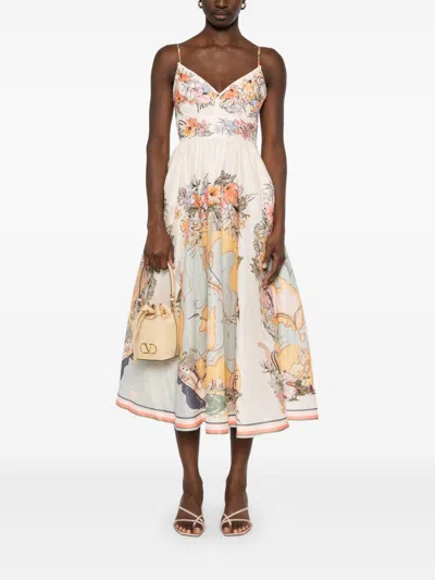 Zimmermann Tallow Linen Midi Dress