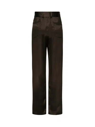 Magda Burtym Brown Cotton Wide Leg Trousers