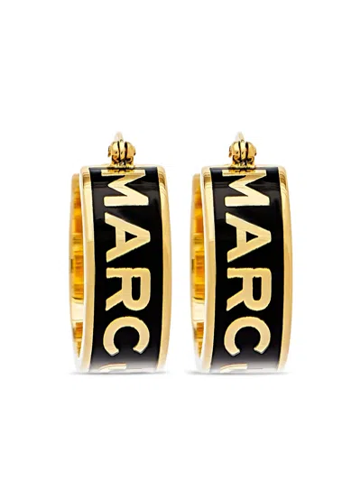Marc Jacobs Enamelled Logo Two Tone Hoop Earrings