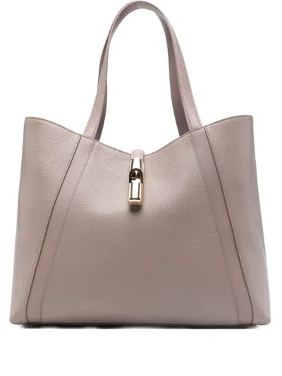 Furla Structured Shoulder Bag With Crossbody Strap And Top Handle In Brown
