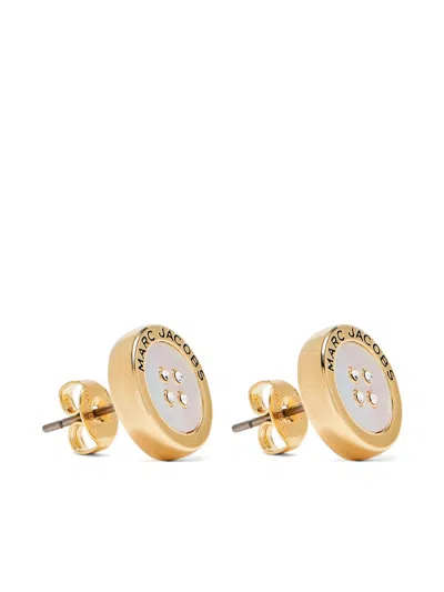 Marc Jacobs The Button Mother Of Pearl Earrings In Metallic
