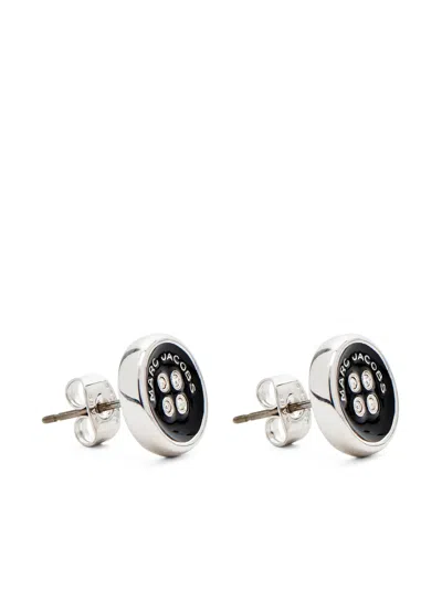 Marc Jacobs The Button Stud Earrings In Silver Black