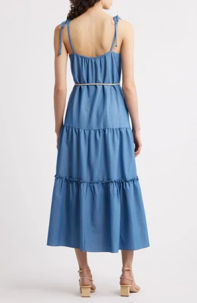 Julia Jordan Tie Strap Sleeveless Tiered Midi Dress