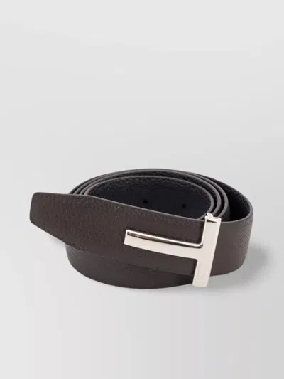 Tom Ford Leather Belt With Adjustable Length And Metal Buckle