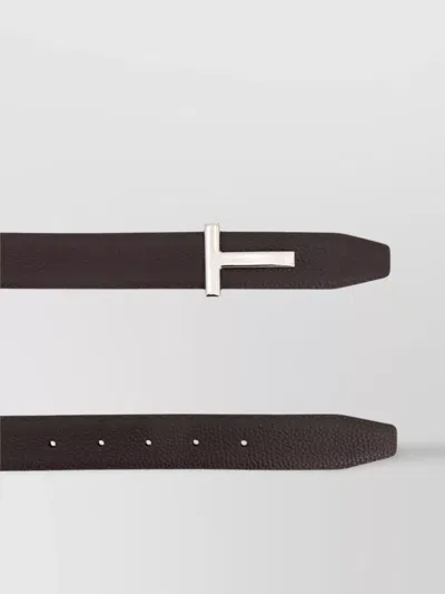 Tom Ford Leather Belt With Adjustable Length And Metal Buckle