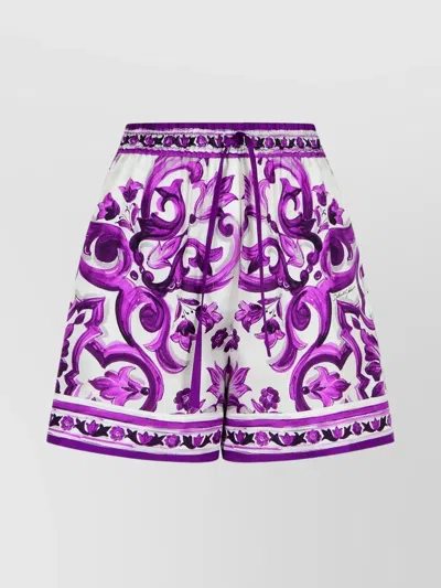 Dolce & Gabbana Majolica Print Silk Twill Shorts
