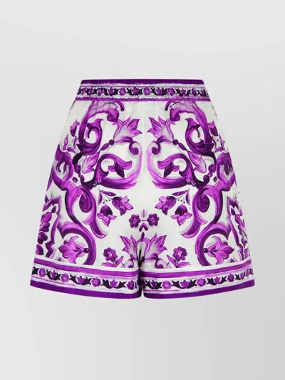Dolce & Gabbana Majolica Print Silk Twill Shorts