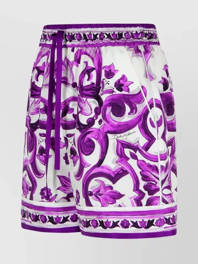 Dolce & Gabbana Majolica Print Silk Twill Shorts