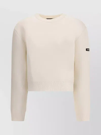 Balenciaga Cropped Sweater With Logo Patch In Wool Blend