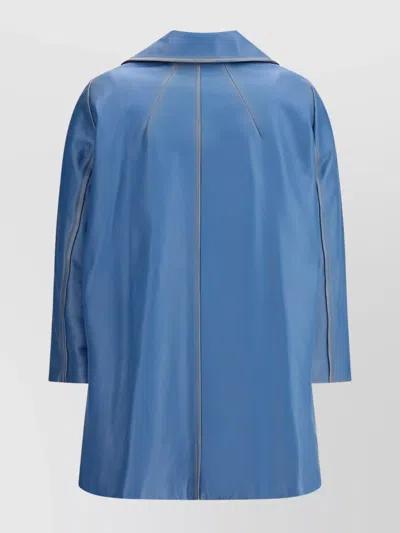 Chloé Cowhide Leather Coat With Patch Pockets In Blue
