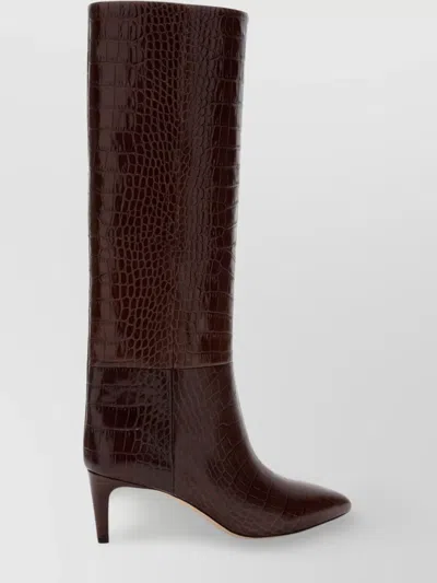 Paris Texas Cone Heel Crocodile Embossed Leather Boots