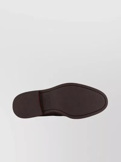 Brunello Cucinelli Tassel Detail Suede Loafers With Stacked Heel In Brown