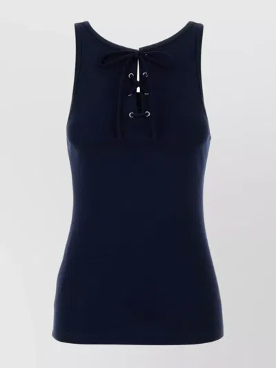 Prada Lace-up Detail Tank Top In Blue