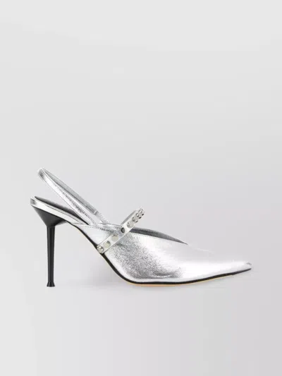 Alexander Mcqueen Metallic Leather Pumps Studded Detail In Silver