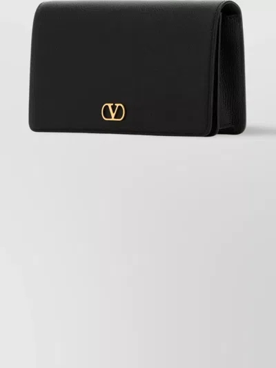 Valentino Rectangular Leather Clutch With Textured Vlogo Signature