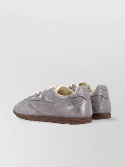 Autry Suede Sneakers With Metallic Finish And Flat Sole