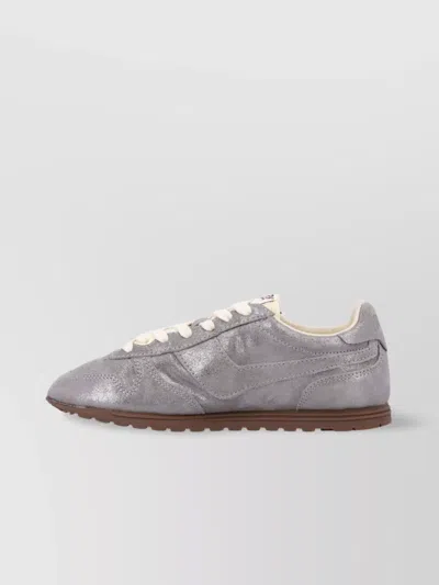 Autry Suede Sneakers With Metallic Finish And Flat Sole
