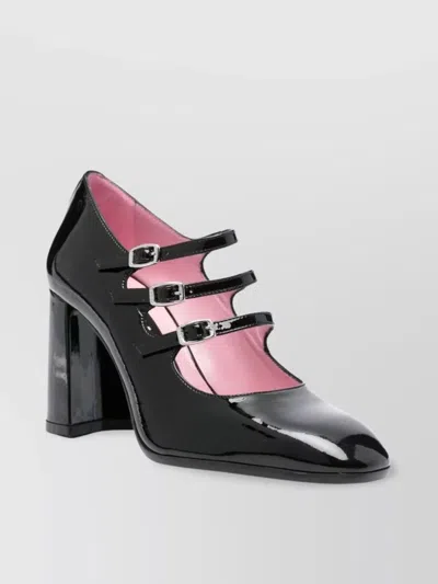 Carel Paris Triple Buckle Strap Block Heel Pumps
