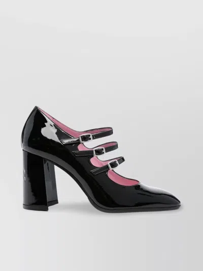 Carel Paris Triple Buckle Strap Block Heel Pumps