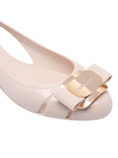 Ferragamo Round Toe Rubber Pumps With Bow Detail In Pink