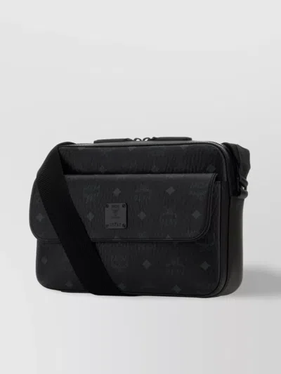 Mcm Printed Canvas Aren Messenger Crossbody Bag In Black